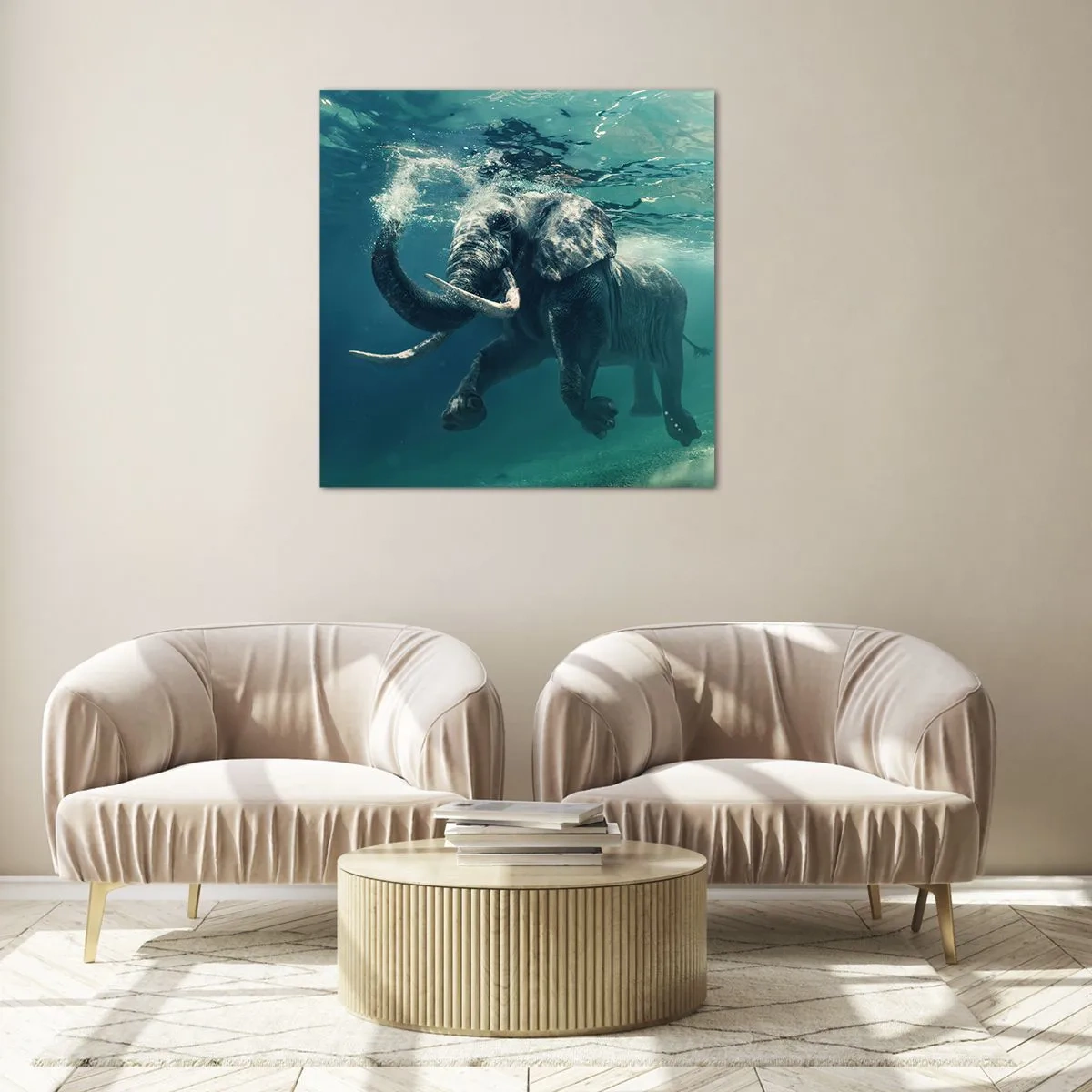 Glasbild - Bild auf glas - Jeder schwimmt gerne - 30x30 cm