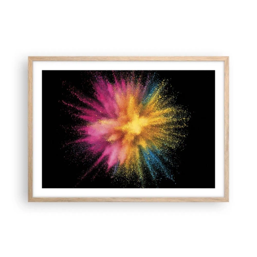 Poster in einem Rahmen aus heller Eiche - Die Geburt der Farben - 70x50 cm