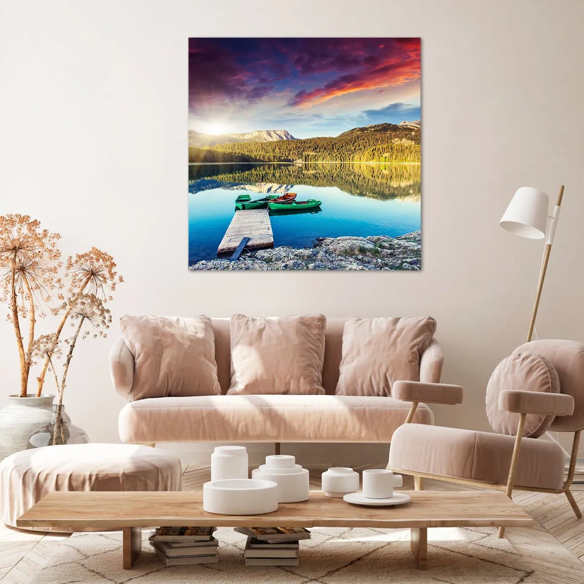 Bild auf Leinwand - Leinwandbild - Glatt wie ein Spiegel über dem Wasser - 40x40 cm