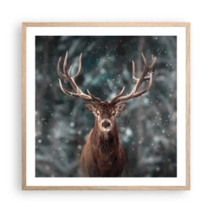 Poster in einem Rahmen aus heller Eiche - Gekrönter König des Waldes - 60x60 cm