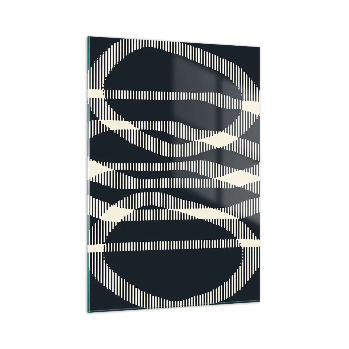 Glasbild - Bild auf glas - Geometrische Linien in Schwarz- und Beigetönen - 50x70cm - Ein Versuch, die Dunkelheit zu durchbrechen - Moderne Wanddekoration für Wohnzimmer und Schlafzimmer ARTTOR