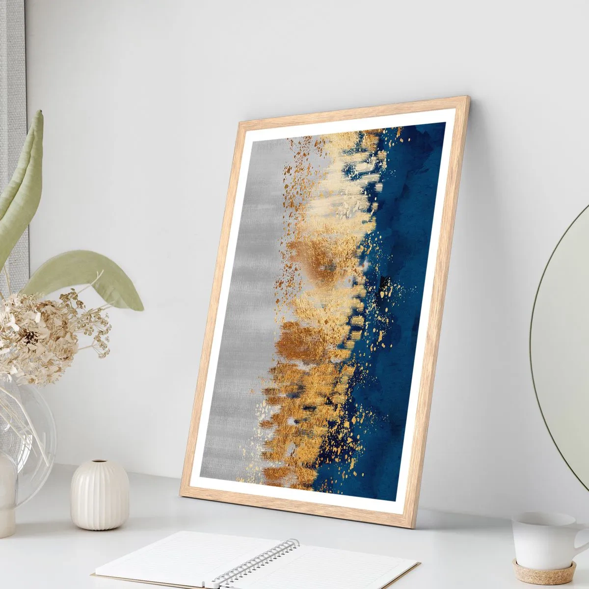 Poster in einem Rahmen aus heller Eiche - Moderne Komposition mit Glanz - 40x50 cm