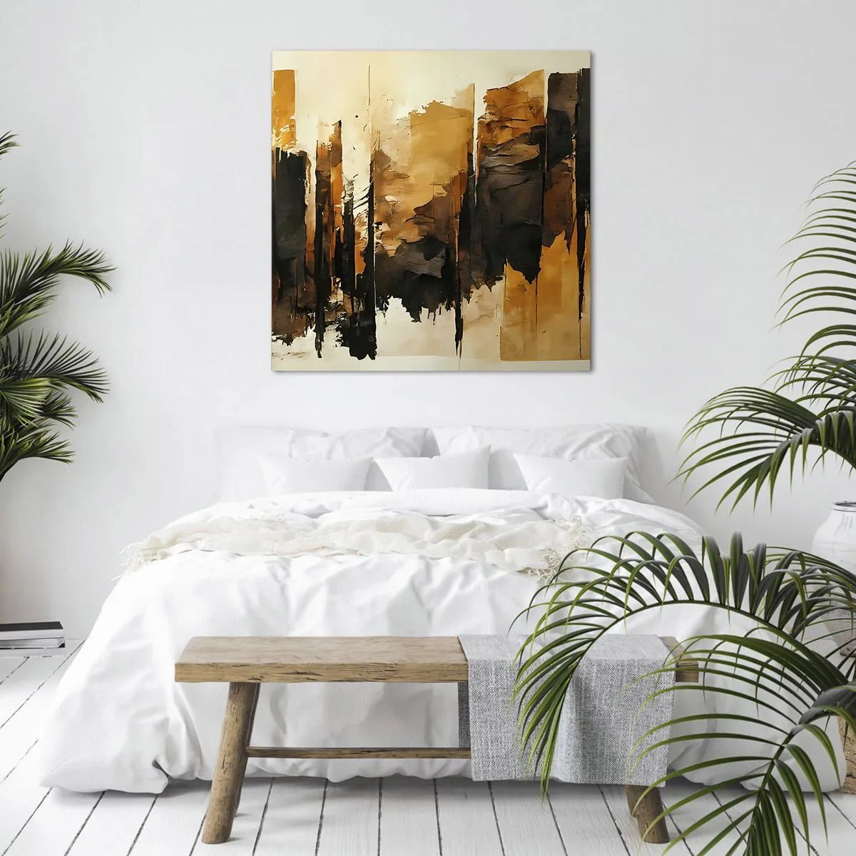 Bild auf Leinwand - Leinwandbild - Harmonie von Schwarz und Gold - 60x60 cm