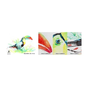 Fototapeten Muster Premium Sand - So bunt wie Südamerika - Vogel, Tukan, Für Kinder - 100x30 cm