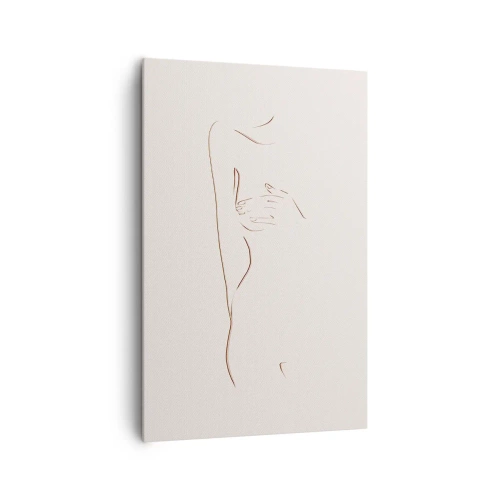 Bild auf Leinwand - Leinwandbild - Eine subtile Strichzeichnung einer Silhouette vor einem hellen Hintergrund - 80x120cm - Die Form des Verlangens - Moderne Wanddekoration für Wohnzimmer und Schlafzimmer ARTTOR