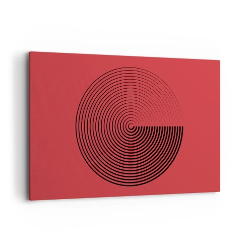 Bild auf Leinwand - Leinwandbild - Konzentrische Kreise auf rotem Hintergrund - 120x80cm - Kreisbewegung - Moderne Wanddekoration für Wohnzimmer und Schlafzimmer ARTTOR