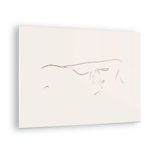 Glasbild - Bild auf glas - Eine abstrakte Linie, die die Umrisse eines Körpers in einem zarten, minimalistischen Stil darstellt. - 70x50cm - Die Form des Verlangens - Moderne Wanddekoration für Wohnzimmer und Schlafzimmer ARTTOR