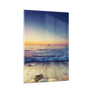 Glasbild - Bild auf glas - Sonnenuntergang über einem ruhigen Meer mit Wellen - 80x120cm - Was ist mit dem Horizont? - Moderne Wanddekoration für Wohnzimmer und Schlafzimmer ARTTOR