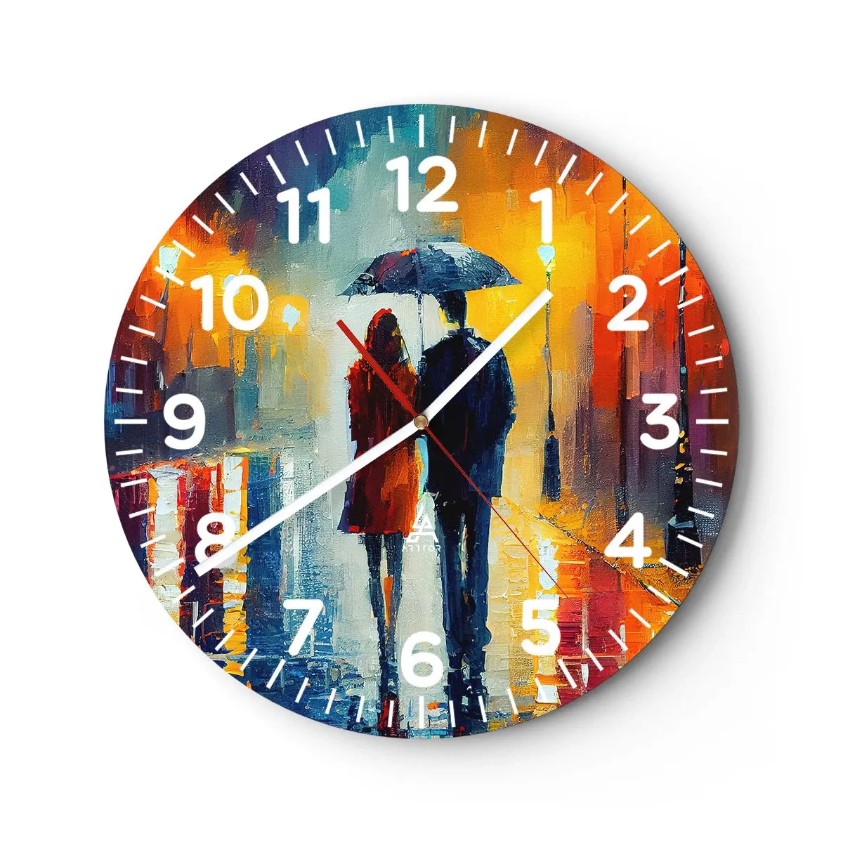 Wanduhr - Glasuhr - Gemeinsam – eine bunte Nacht - 40x40 cm