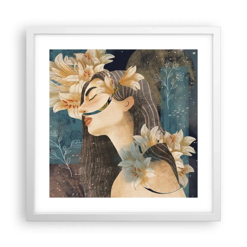 Poster in einem weißen Rahmen - Ein Märchen über eine Prinzessin mit Lilien - 40x40 cm