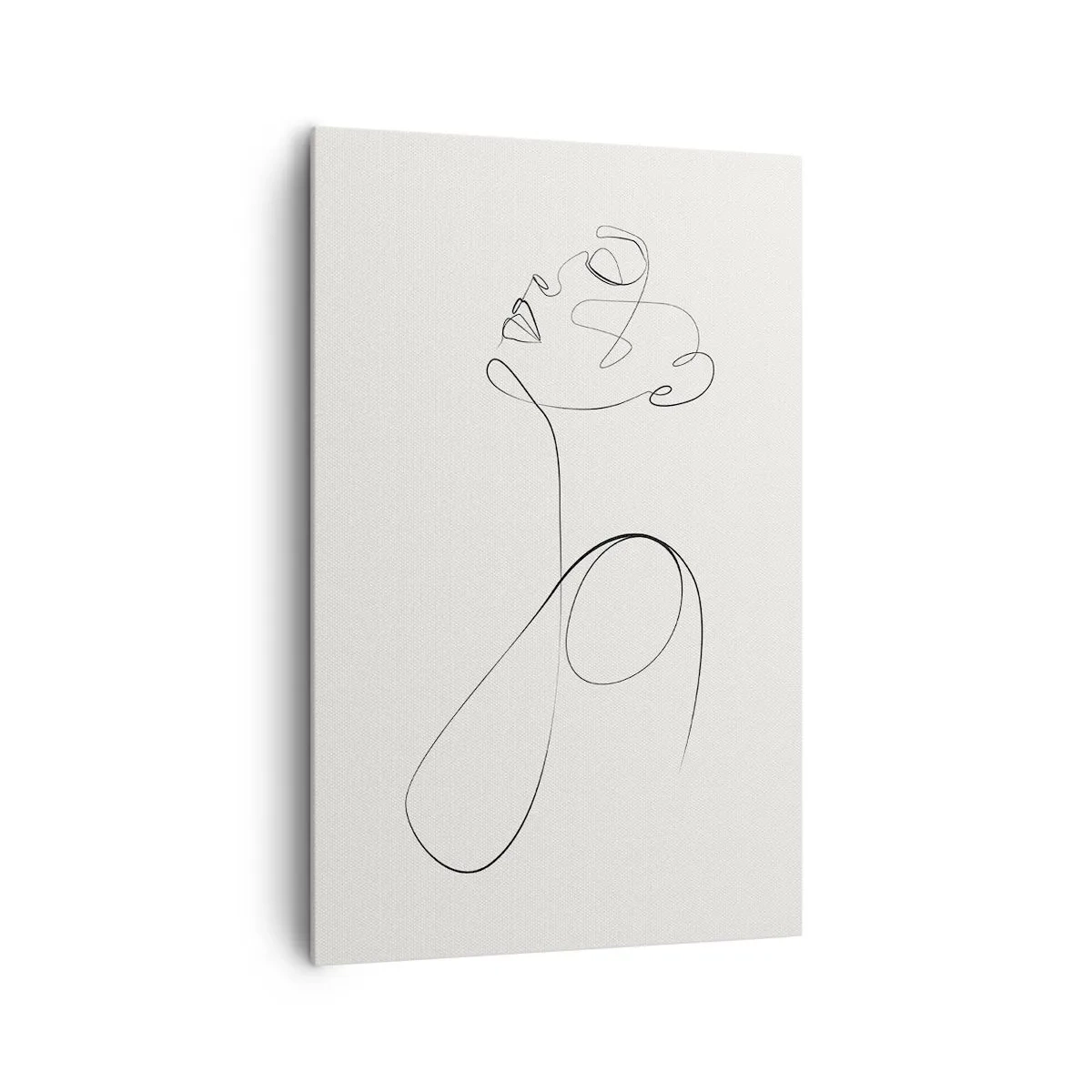 Bild auf Leinwand - Leinwandbild - Minimalistische Strichzeichnung Gesichtsskizze auf weißem Hintergrund - 80x120cm - Versunken in Träumen - Moderne Wanddekoration für Wohnzimmer und Schlafzimmer ARTTOR
