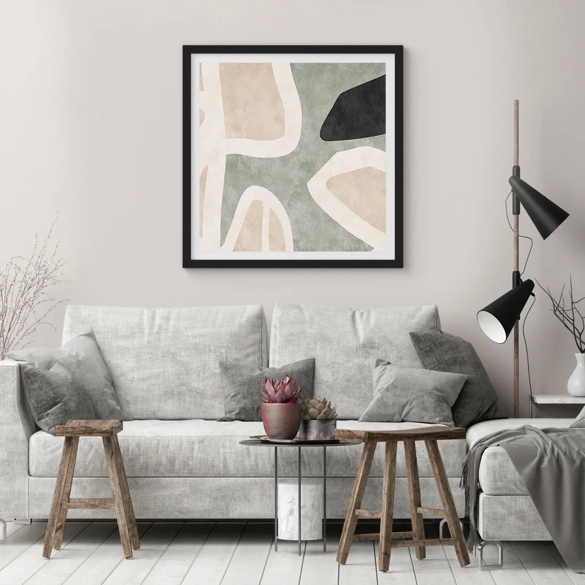 Poster in einem schwarzem Rahmen - Komposition mit schwarzem Motiv - 60x60 cm