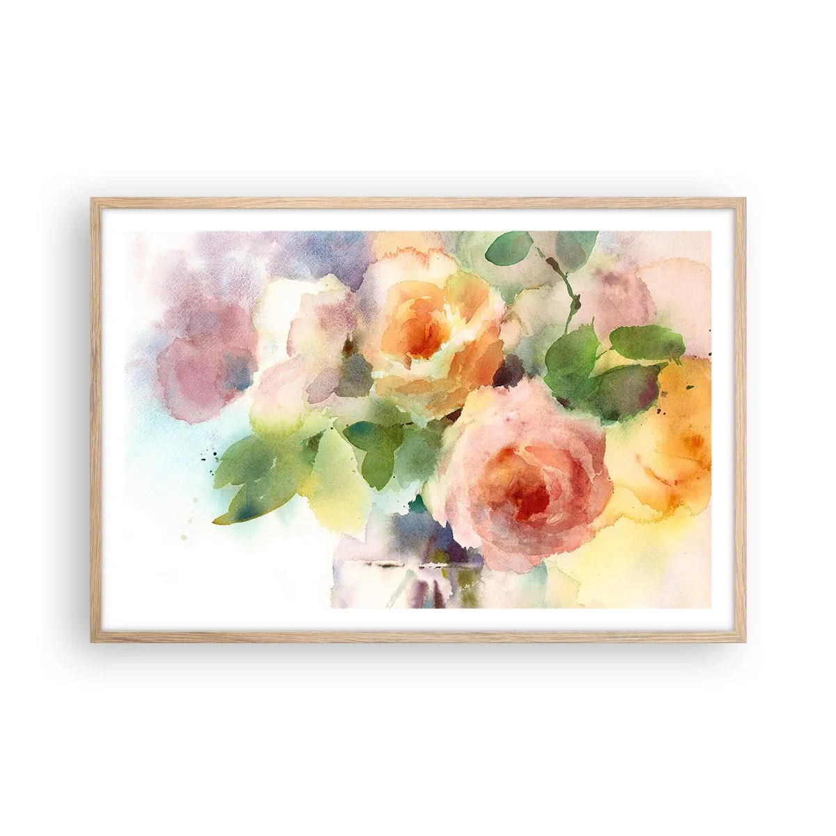 Poster in einem Rahmen aus heller Eiche - Zart wie Aquarell - 91x61 cm