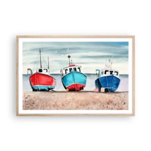 Poster in einem Rahmen aus heller Eiche - Bereit zum Fang - 91x61 cm