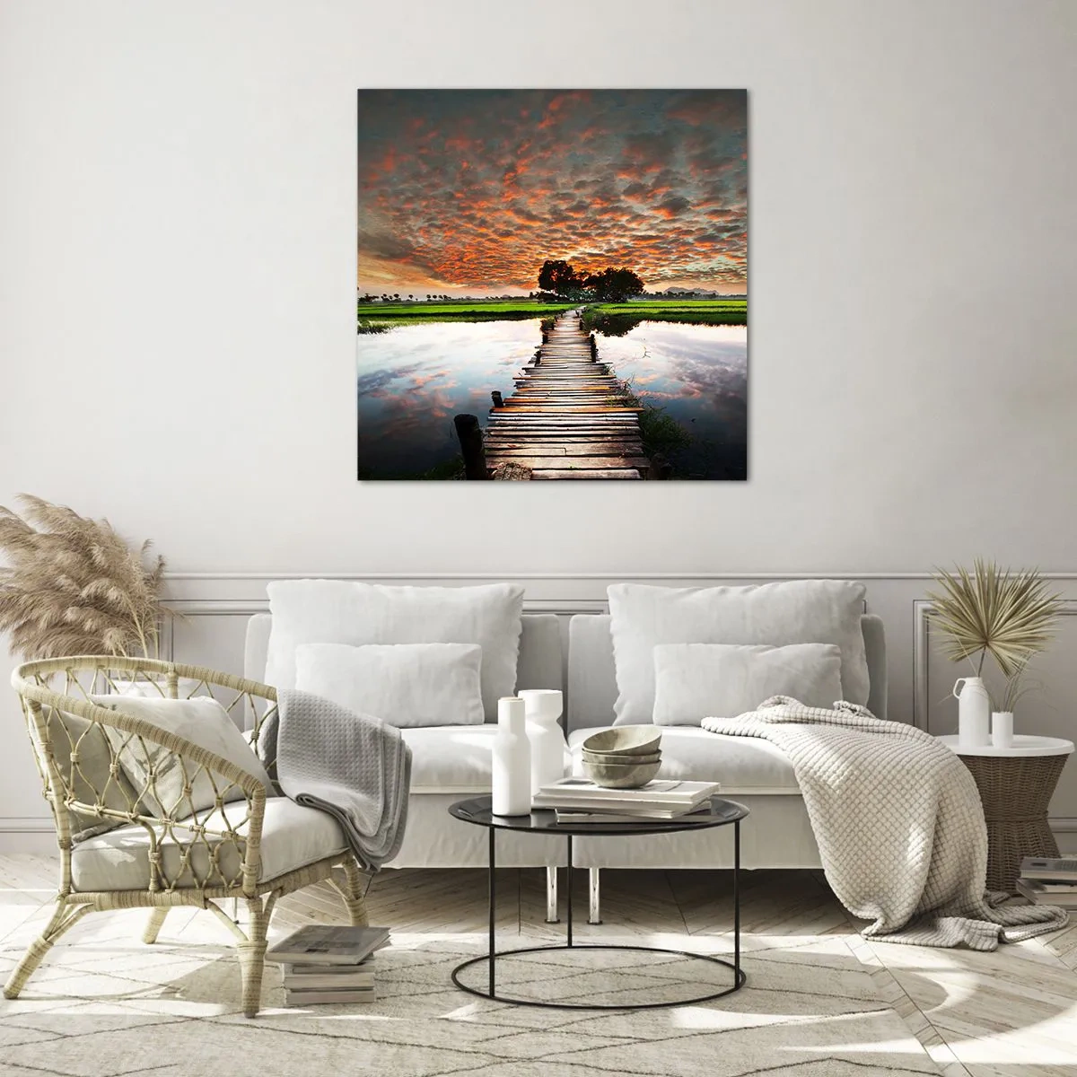 Glasbild - Bild auf glas - Arme ausstrecken - atmen - 60x60 cm