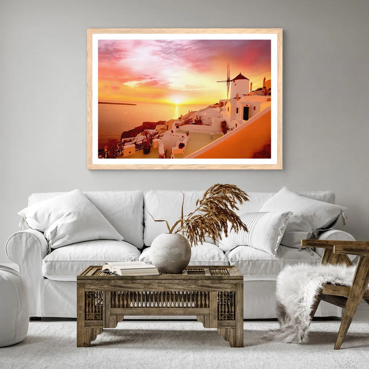 Poster in einem Rahmen aus heller Eiche - In Weiß und Gold schmelzen - 70x50 cm