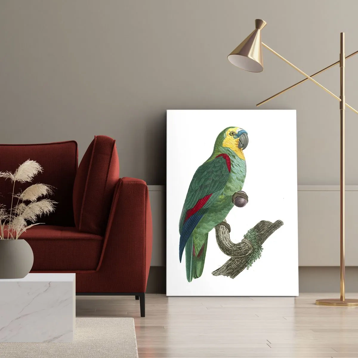 Bild auf Leinwand - Leinwandbild - Papageienporträt - 55x100 cm