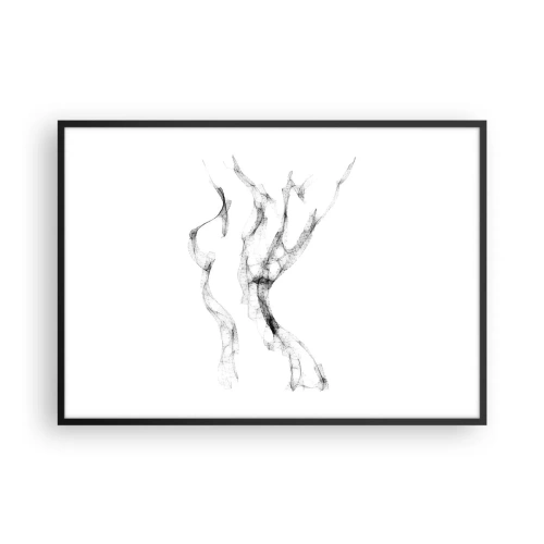 Poster in einem schwarzem Rahmen - Zarte, abstrakte Linien, die Rauchfahnen ähneln, auf hellem Hintergrund - 100x70cm - Schön und stark - Moderne Wanddekoration für Wohnzimmer und Schlafzimmer ARTTOR