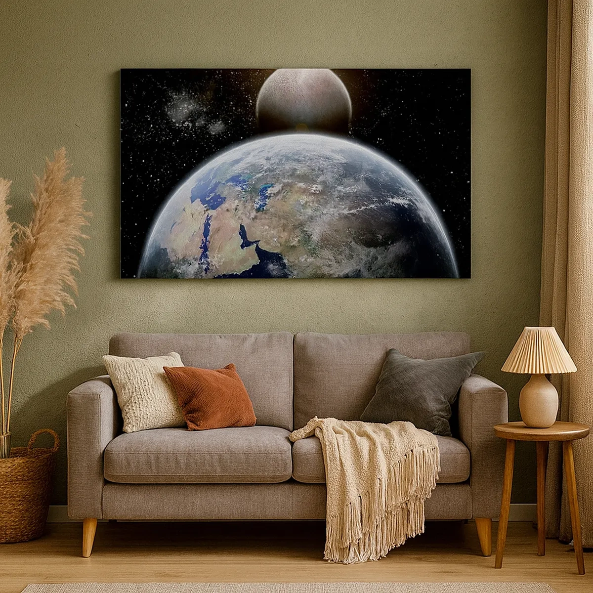 Bild auf Leinwand - Leinwandbild - Weltraumlandschaft - Sonnenaufgang - 30x30 cm