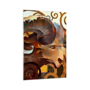 Glasbild - Bild auf glas - Ein symbolischer Widder in einer abstrakten Komposition - 70x100cm - Magie - Religionen - Rituale - Moderne Wanddekoration für Wohnzimmer und Schlafzimmer ARTTOR