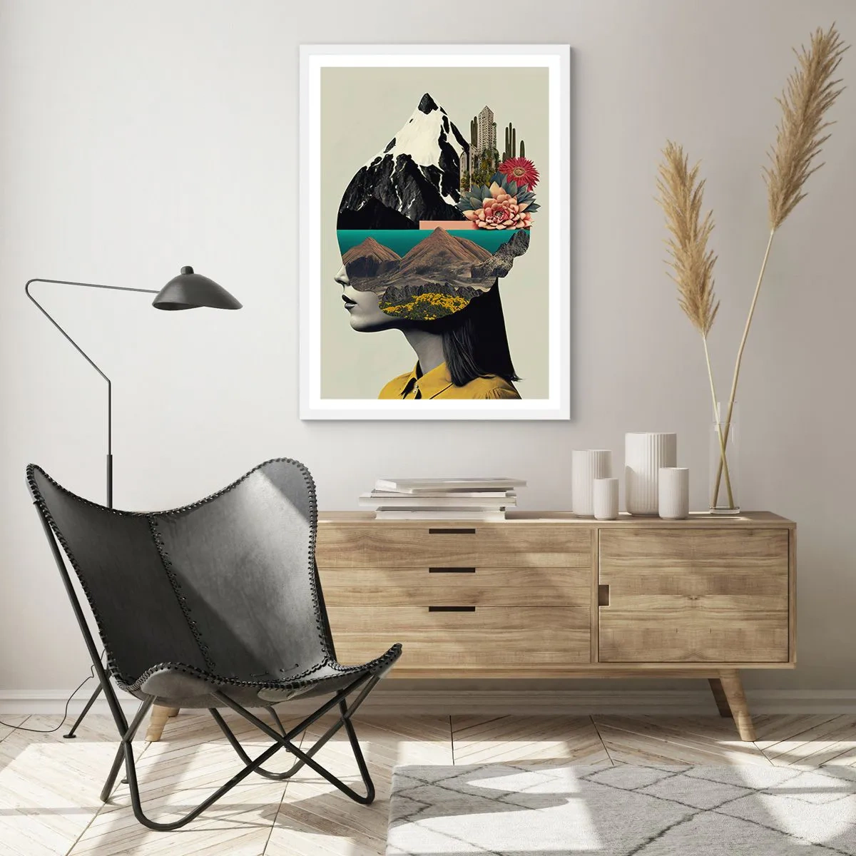 Poster in einem weißen Rahmen - Frau – bleibt immer ein Geheimnis - 61x91 cm