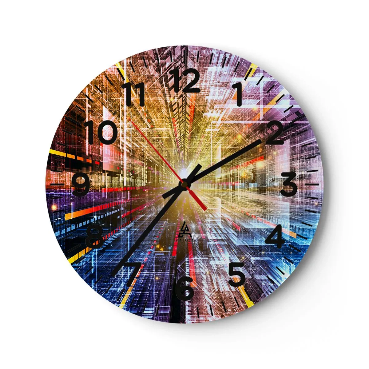 Wanduhr - Glasuhr - Leuchtender Korridor - 30x30 cm