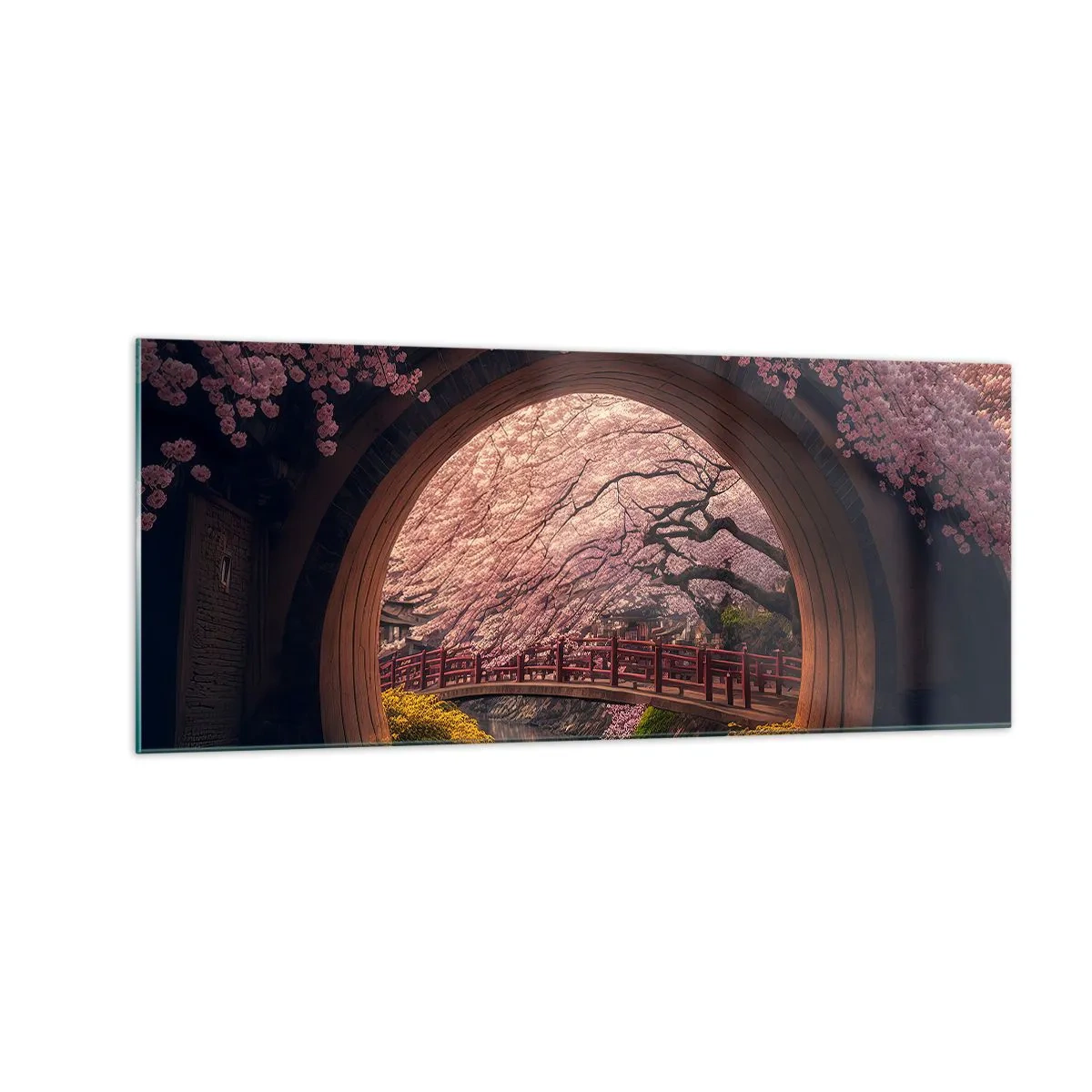 Glasbild - Bild auf glas - Japanischer Frühling - 100x40 cm