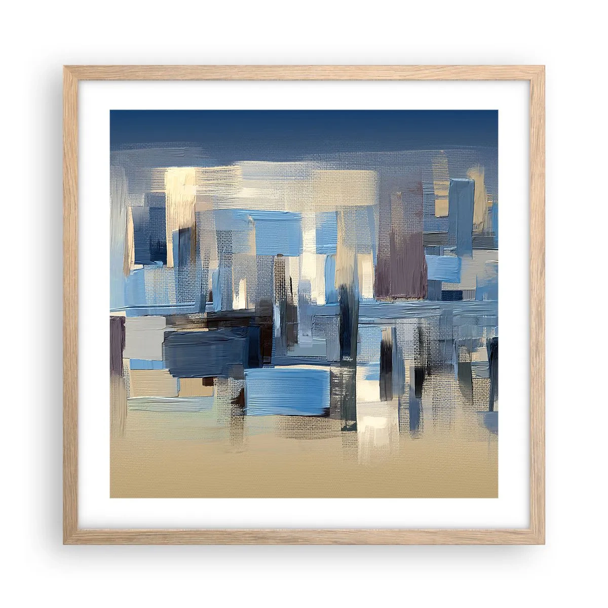 Poster in einem Rahmen aus heller Eiche - Blaue Konstruktion - 50x50 cm