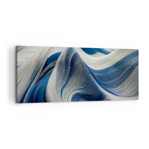 Bild auf Leinwand - Leinwandbild - Abstrakte Wellen in Blau- und Weißtönen - 120x50cm - Fließfähigkeit von Blau und Weiß - Moderne Wanddekoration für Wohnzimmer und Schlafzimmer ARTTOR