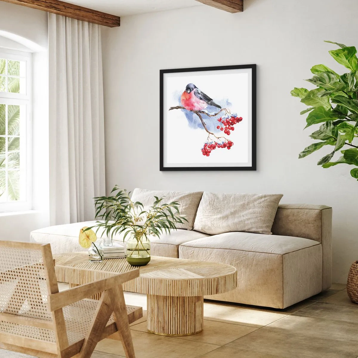 Poster in einem schwarzem Rahmen - Winter in Farbe - 60x60 cm