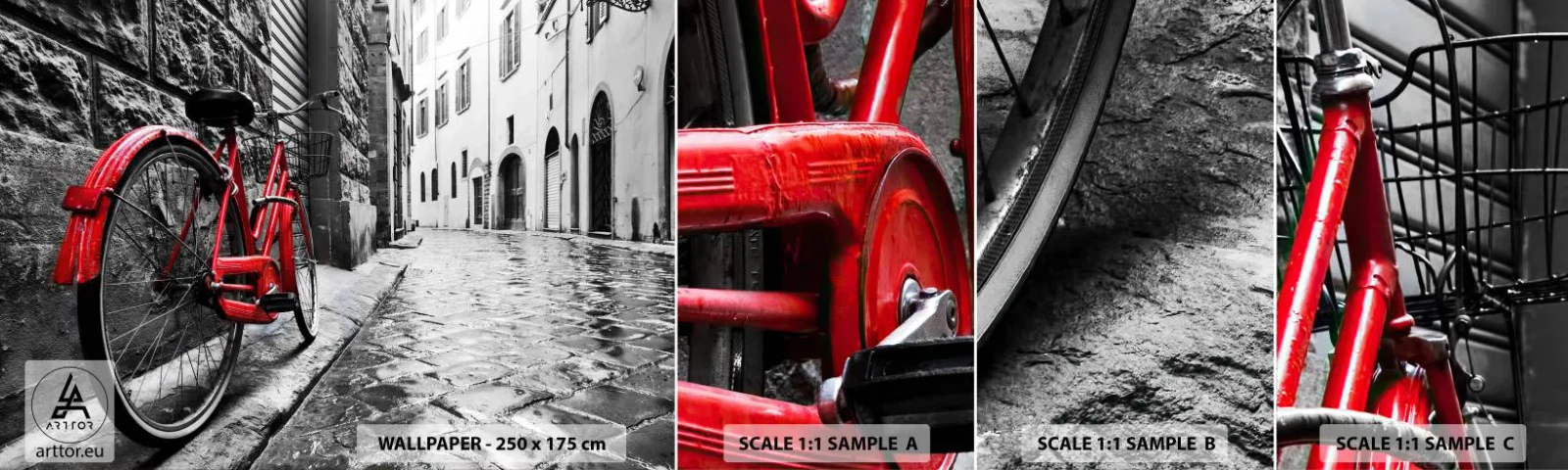 Fototapeten Muster Selbstklebend Deluxe Sticker - Wahre Schönheit wird nicht alt - Stadt, Die Architektur, Fahrrad - 100x30 cm