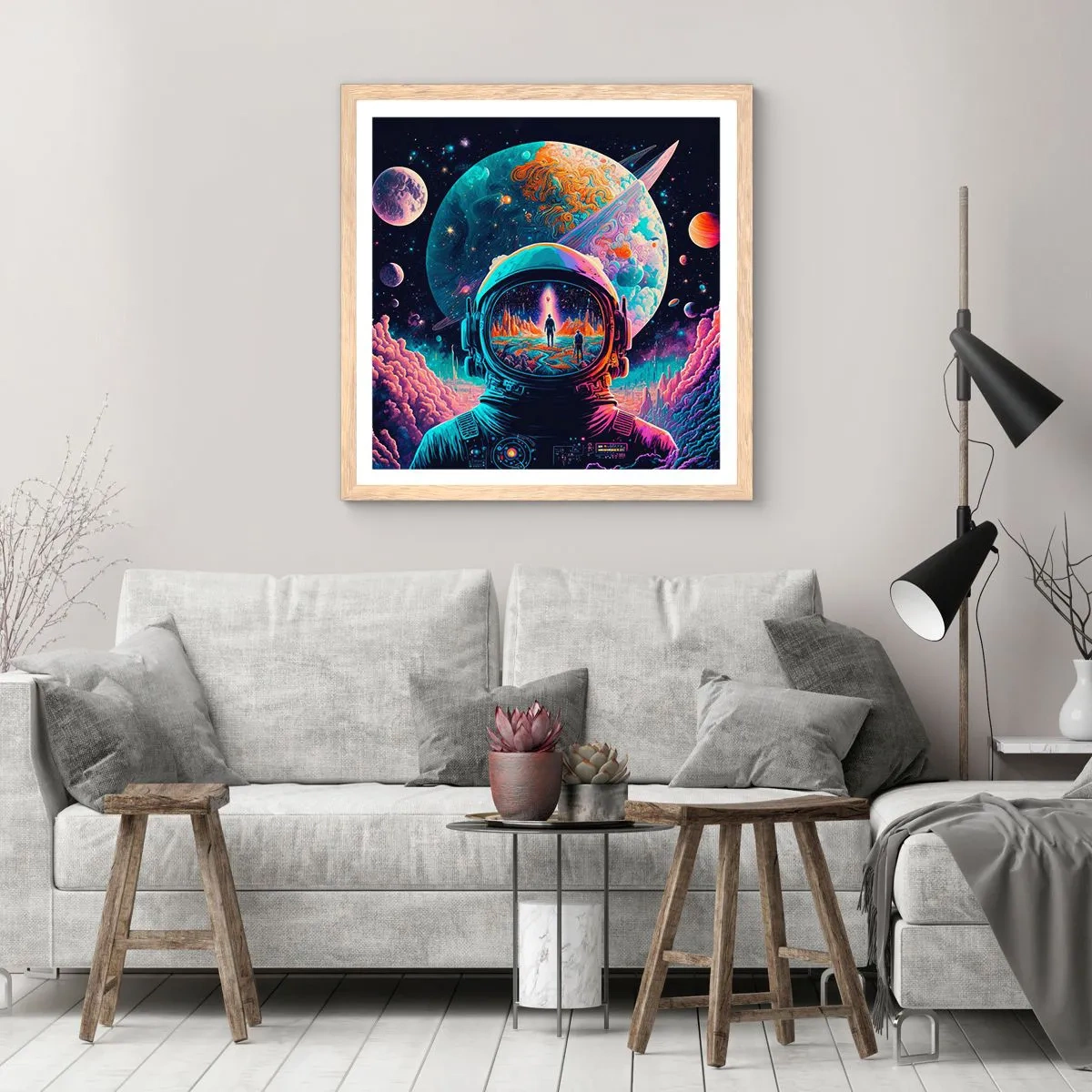 Poster in einem Rahmen aus heller Eiche - Philosophen haben nicht davon geträumt - 50x50 cm