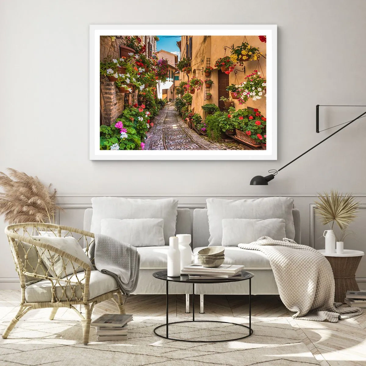 Poster in einem weißen Rahmen - Italienische Gasse - 100x70 cm