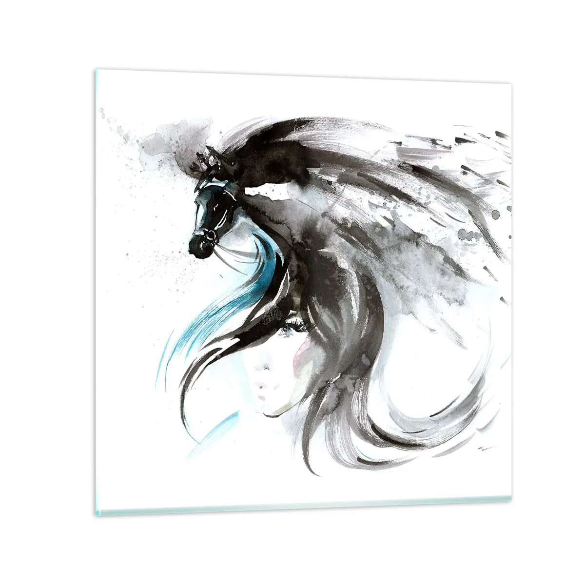 Glasbild - Bild auf glas - Schwarzer Prinz Galopp - 50x50 cm