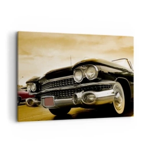 Bild auf Leinwand - Leinwandbild - Ein Oldtimer im Retro-Look und mit Chromdetails. - 100x70cm - Klassiker vergehen nie - Moderne Wanddekoration für Wohnzimmer und Schlafzimmer ARTTOR