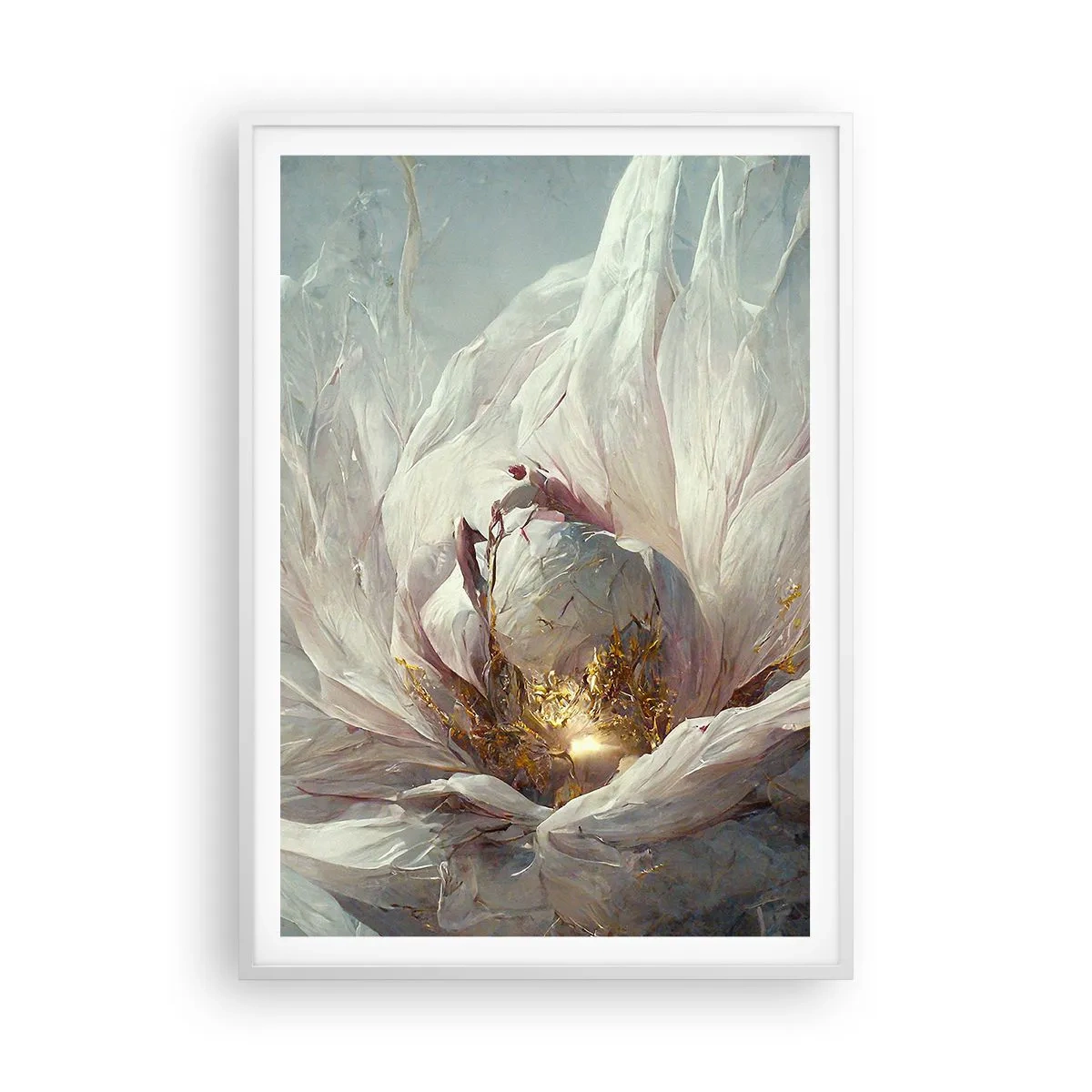 Poster in einem weißen Rahmen - Sie blüht alle hundert Jahre einmal - 70x100 cm