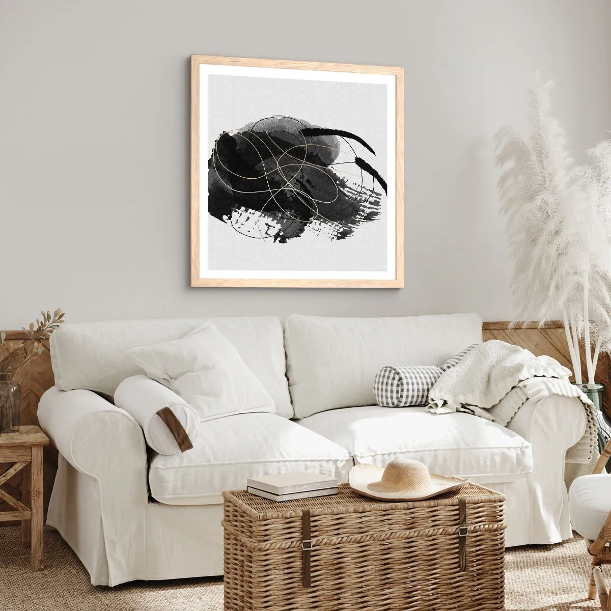 Poster in einem Rahmen aus heller Eiche - Aus Schwarz entstanden - 60x60 cm