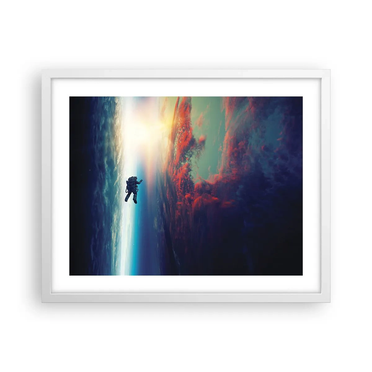 Poster in einem weißen Rahmen - Sich dem Universum stellen - 50x40 cm