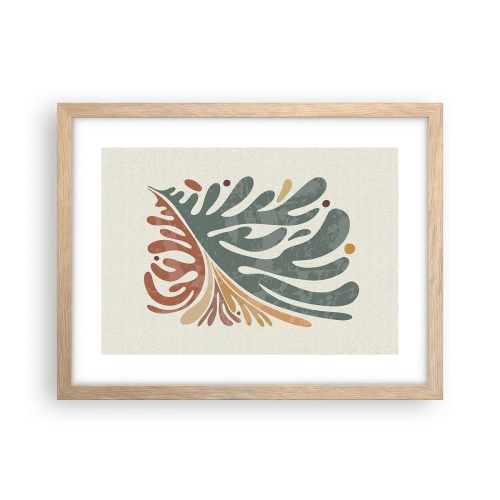 Poster in einem Rahmen aus heller Eiche - Mehrfarbiges Blatt - 40x30 cm