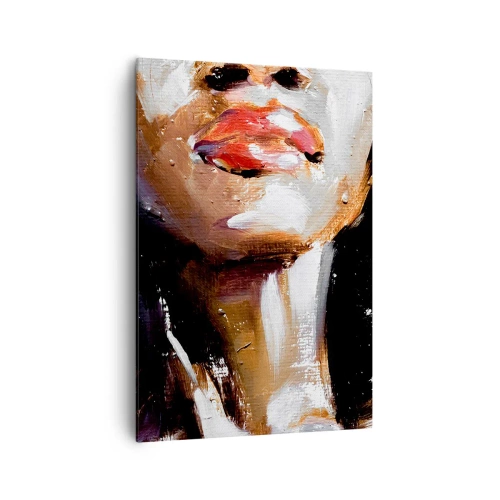 Bild auf Leinwand - Leinwandbild - Porträt einer Frau in ausdrucksstarkem malerischem Stil vor dunklem Hintergrund - 70x100cm - Stolz ohne Vorurteile - Moderne Wanddekoration für Wohnzimmer und Schlafzimmer ARTTOR