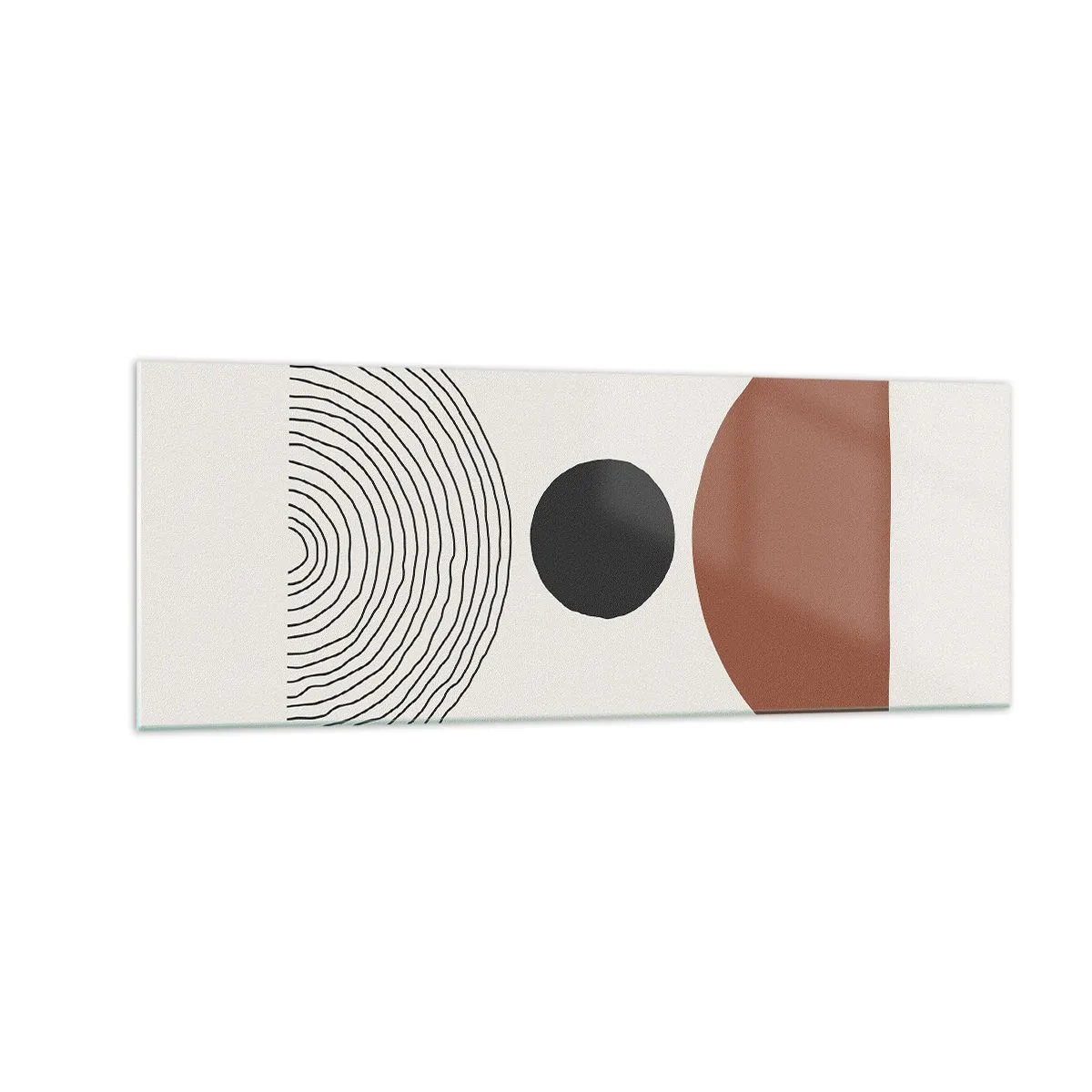 Glasbild - Bild auf glas - Abstrakte geometrische Figuren in warmen Farben - 140x50cm - Das Zentrum der Aufmerksamkeit - Moderne Wanddekoration für Wohnzimmer und Schlafzimmer ARTTOR