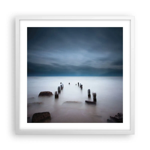 Poster in einem weißen Rahmen - Nachdenklicher See - 50x50 cm