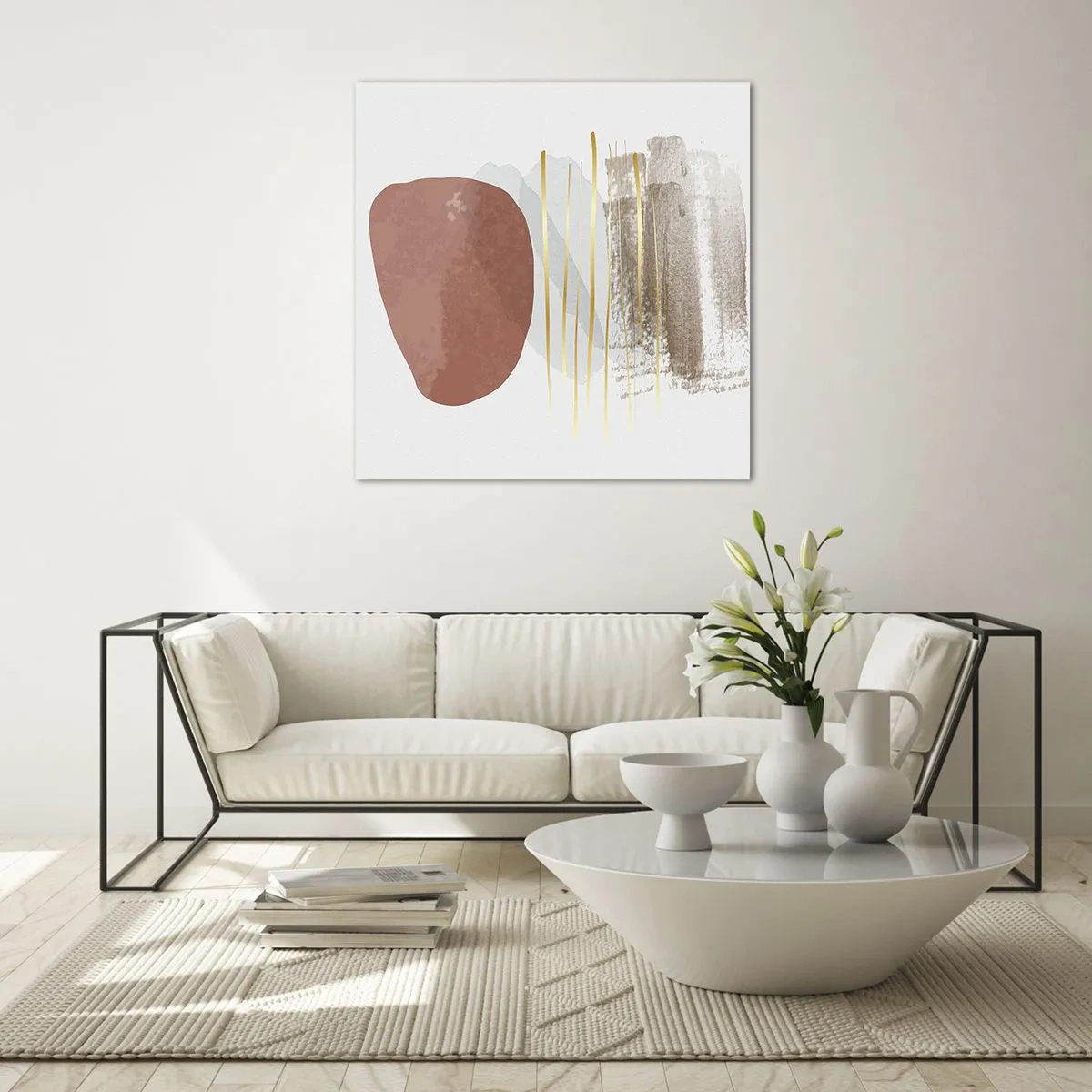 Glasbild - Bild auf glas - Abstrakte Kolonnade - 70x70 cm