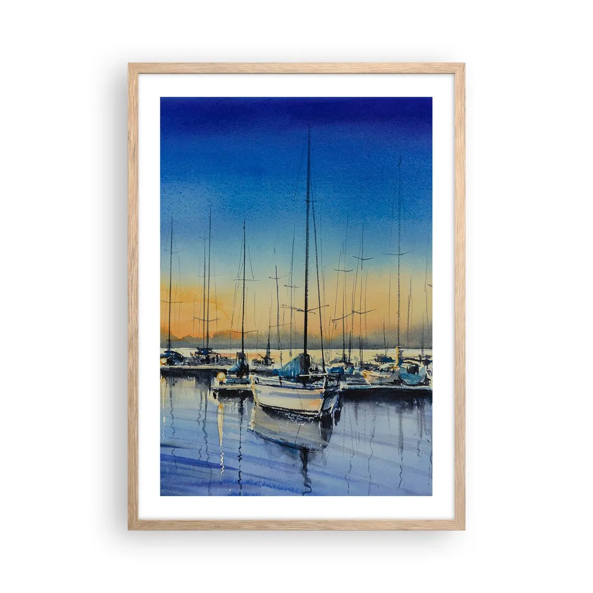 Poster in einem Rahmen aus heller Eiche - Ende eines guten Tages - 50x70 cm