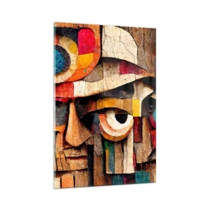Glasbild - Bild auf glas - Abstrakte Gesichter in intensiven Farben - 80x120cm - Ich sehe dich… - Moderne Wanddekoration für Wohnzimmer und Schlafzimmer ARTTOR
