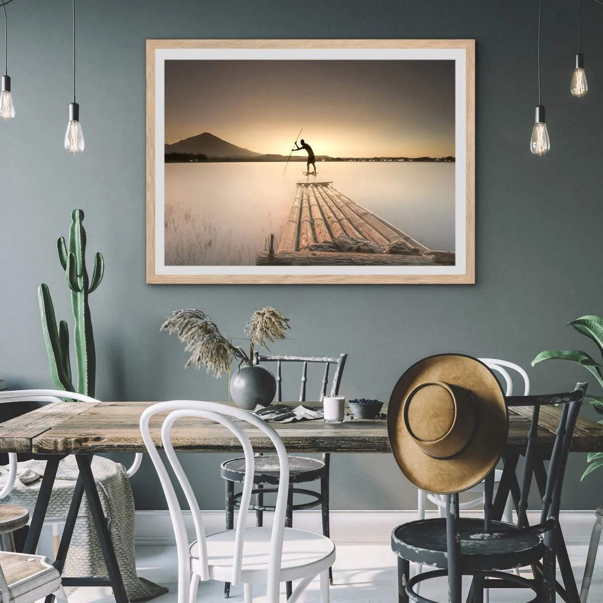 Poster in einem Rahmen aus heller Eiche - Vor dem schlafen gehen - 100x70 cm