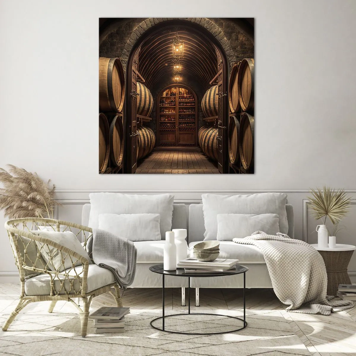 Glasbild - Bild auf glas - Stimmungsvoller Keller - 50x50 cm