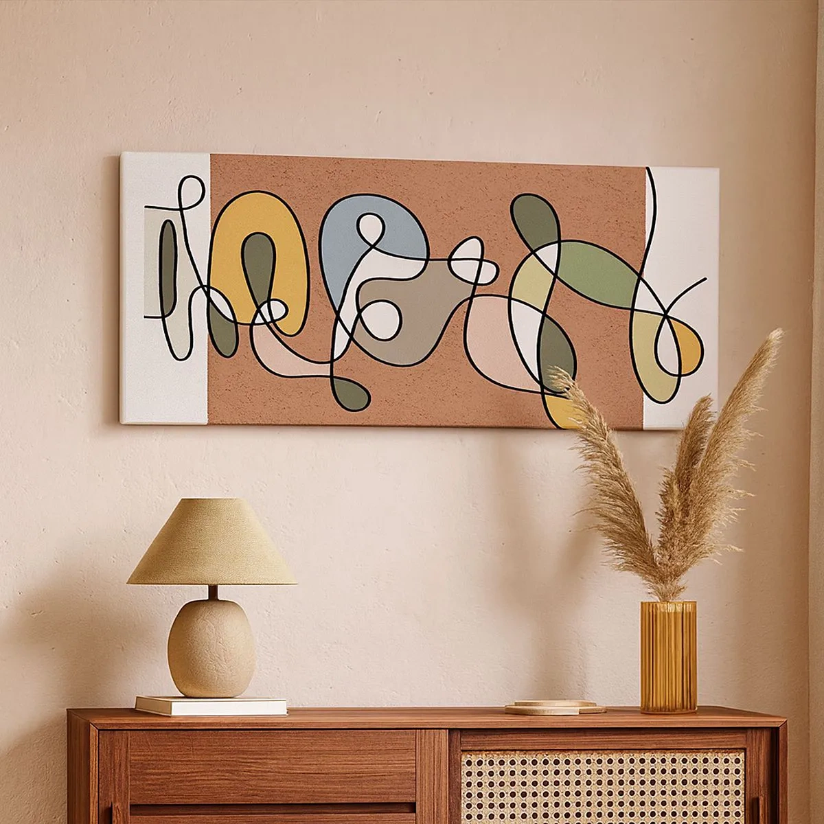 Bild auf Leinwand - Leinwandbild - Abstraktion, die ein Lächeln wert ist - 100x40 cm