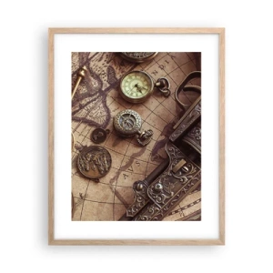 Poster in einem Rahmen aus heller Eiche - Das Abenteuer ruft - 40x50 cm