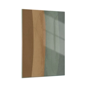 Glasbild - Bild auf glas - Abstrakte Streifen in Erdtönen - 50x70cm - Horizontale Komposition - Moderne Wanddekoration für Wohnzimmer und Schlafzimmer ARTTOR